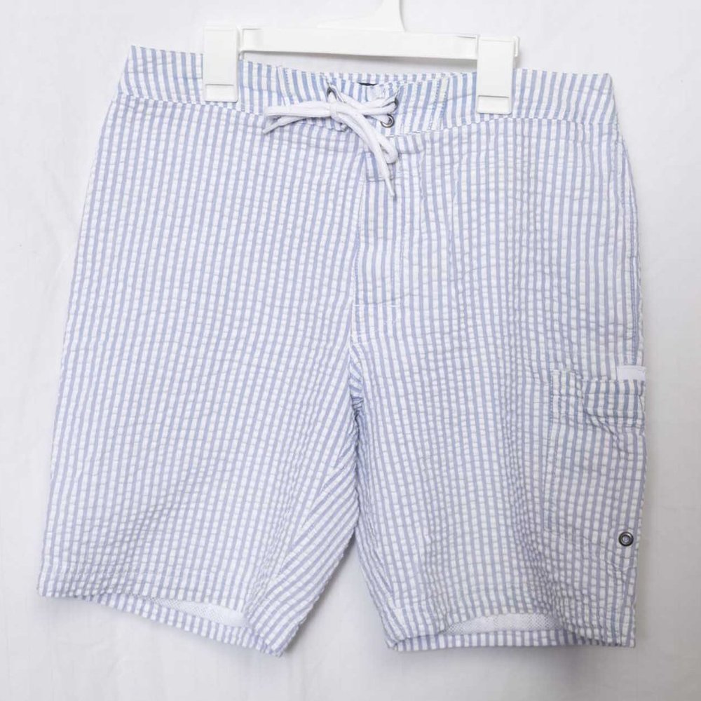 J. Crew Light Blue Seersucker Men's Swim Trunks Size 30